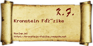 Kronstein Füzike névjegykártya